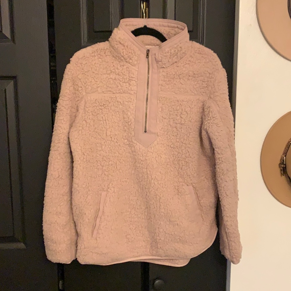 Light pink Sherpa quarter zip